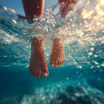 Plong&eacute;e sous-marine aux pieds nus