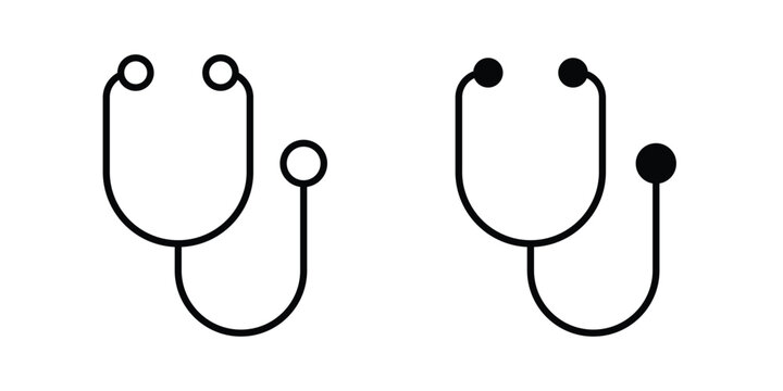 Stethoscope icon design concept. Stroke and flat icons set