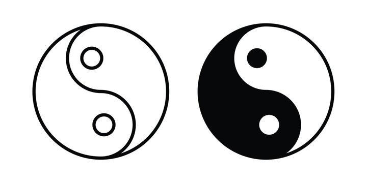 Yin yang icon design concept. Stroke and flat icons set