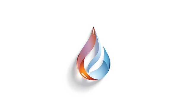 A vibrant, colorful abstract icon resembling a flame or water drop with smooth gradient hues.