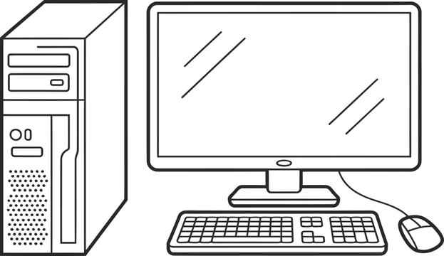 Computer Desktop Setup with Monitor Keyboard and Mouse