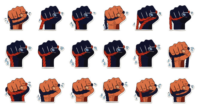 Animated Fist Punch Sequence: A Powerful Symbol of Strength, Resistance, and Action in Various Poses