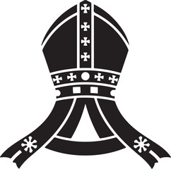 Papal tiara. Religious Catholic symbol. Black and white negative silhouette. black art icon drawing vector © mst