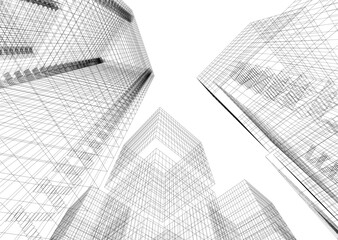 Fototapeta premium Building 3d structure. Architectural background. 
