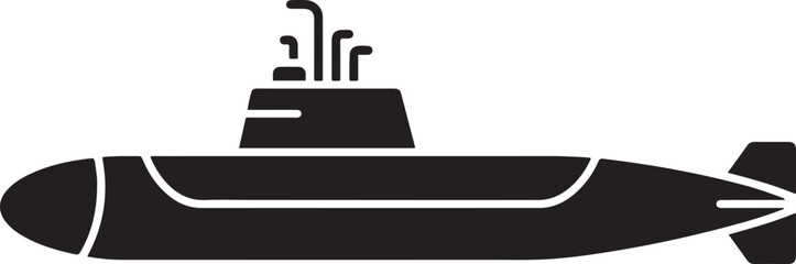 Obraz premium submarine with periscopes and sail naval military. black icon drawing vector