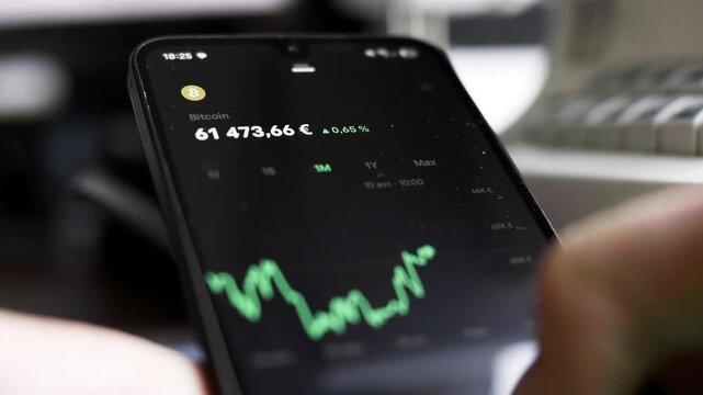 Trading, Bitcoin, crypto, monnaie, t&eacute;l&eacute;phone, smartphone, ordinateur portable, portable, forex, actions, contras &agrave; termes, indices obligation, &eacute;conomie, contr&ocirc;ler, technologie, tv, recul&eacute;, main, diver