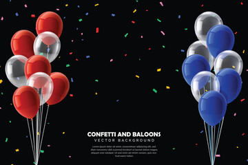 Black background with colorful confetti and balloons © yaqoob