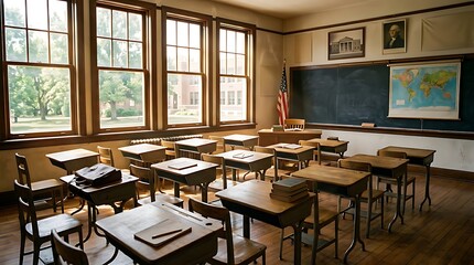 Naklejka premium Creative Back to School Classroom Scene with Modern Learning Environment Illustration