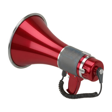Vintage red and silver megaphone isolated on white background for communication