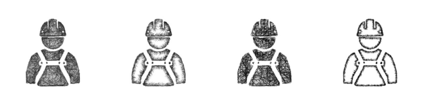 Sketch ironworker safety harness icon design set