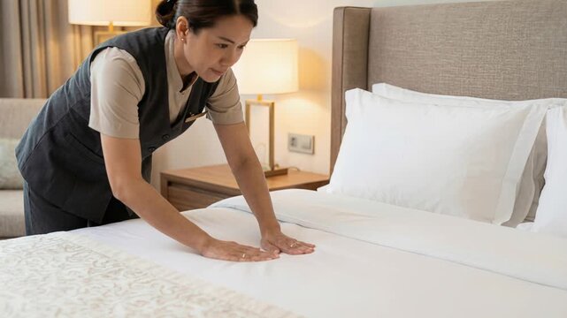 Attentive housekeeping with bright lighting and tidy bedding scenes