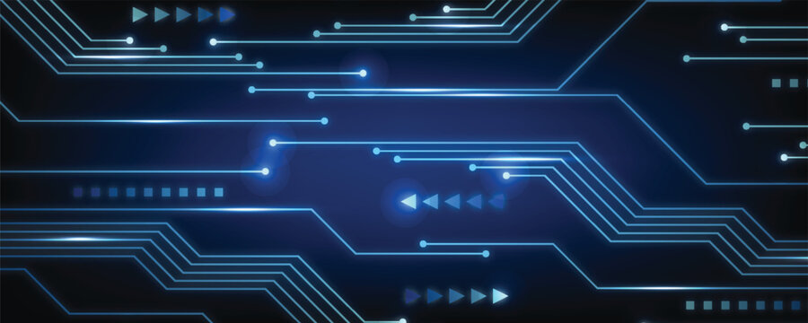 Blue glowing lines with glitter light effect on dark background. High speed internet technology concept or fast wireless data transmission. modern internet network connection technology background