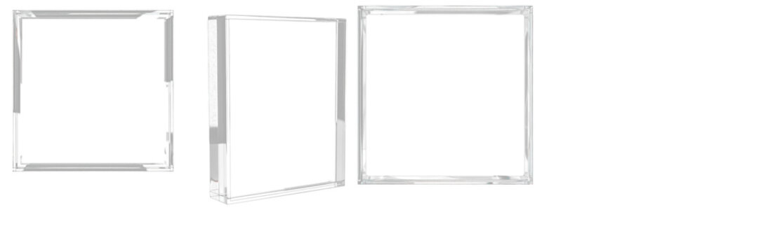 Transparent Square Glass Frame Mockup - Cadre en verre carr&eacute; transparent - Transparenter quadratischer Glasrahmen - Marco de vidrio cuadrado transparente - Minimalist Clear Symmetrical Border Asset