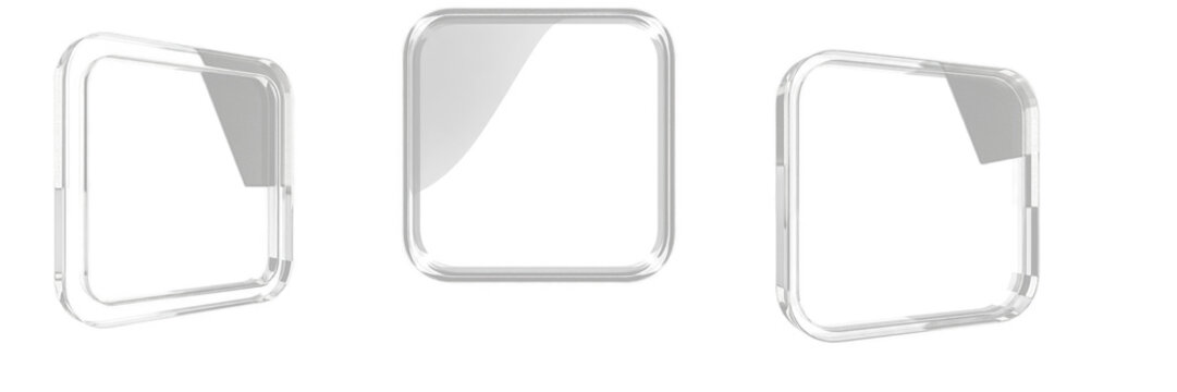 Transparent Rounded Corner Glass Frame Mockup - Cadre en verre &agrave; coins arrondis - Glasrahmen mit abgerundeten Ecken - Marco de vidrio con esquinas redondeadas - Contemporary App Interface Graphic