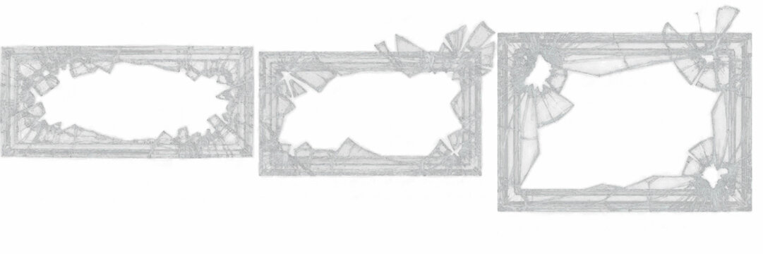 Shattered Glass Frame Border Mockup - Cadre en verre bris&eacute; - Zerbrochener Glasrahmen - Marco de vidrio destrozado - Explosive Fragmented Design Asset for High Impact Visual Art Composition