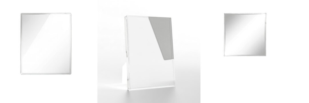 Centered Transparent Glass Frame Mockup - Cadre en verre transparent centr&eacute; - Zentrierter transparenter Glasrahmen - Marco de vidrio transparente centrado - Minimalist Symmetrical Design Asset