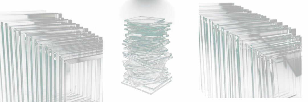 Stacked Glass Frames Mockup - Cadres en verre empil&eacute;s - Gestapelte Glasrahmen - Marcos de vidrio apilados - Vertical Alignment Transparency Graphic Asset for High Quality Professional Media Design