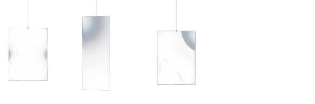 Hanging Glass Frame Mockup - Cadre en verre suspendu - H&auml;ngender Glasrahmen - Marco de vidrio colgante - Floating Art Gallery Wall Mount Design Element Graphic Resource for Professional Displays