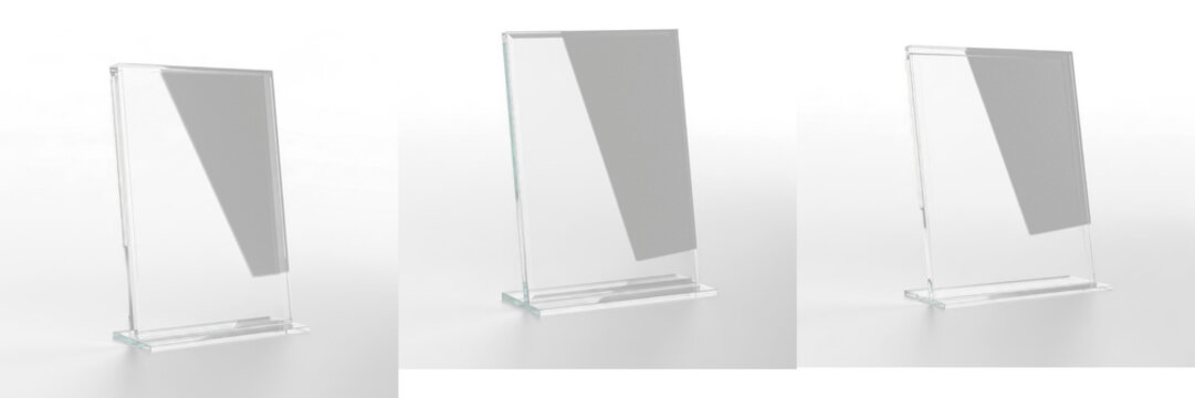 Tabletop Glass Frame Mockup - Cadre en verre &agrave; poser - Tisch-Glasrahmen - Marco de vidrio de sobremesa - Elegant Desktop Standing Picture Border for Home and Office Interior Decor Presentations