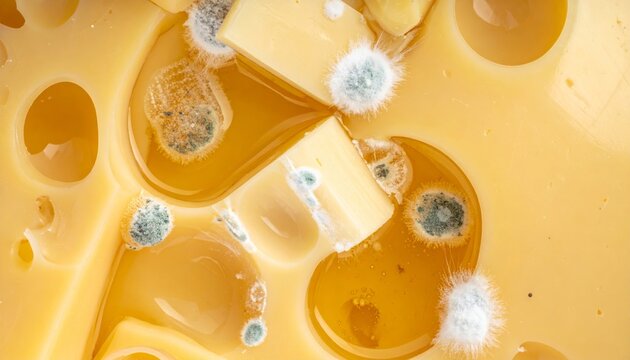 Moldy Cheese Close-Up - A Cautionary Tale of Food Spoilage.