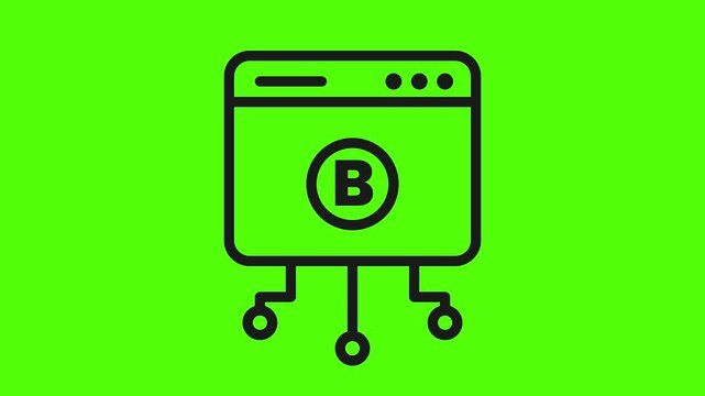 Digital Currency in the Browser: A bold icon of a web browser window displaying a digital currency symbol, set against a vibrant background.