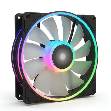 rgb gaming fan cooler with led lighting isolated on white