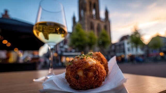 Eierbal served on napkin with Martini Tower backdrop