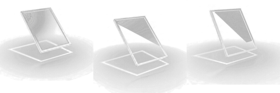 Glass Frame Mirror Reflection Isolated on Black Background - Cadre en verre reflet miroir - Glasrahmen Spiegelreflexion - Marco de vidrio reflejo de espejo - Symmetrical Visual Asset Design