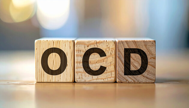 Wooden blocks with abbreviation OCD, Obsessive-Compulsive Disorder on table, mental health awareness and medical concept, psychology, therapy