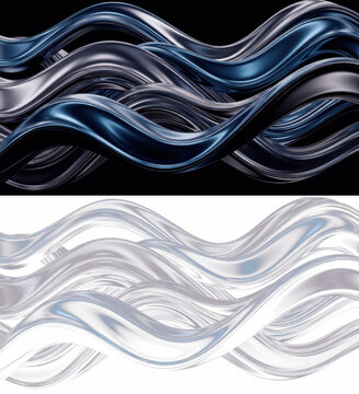 Abstract Shiny Reflective Waves - Vagues r&eacute;fl&eacute;chissantes brillantes abstraites - Abstrakte gl&auml;nzende Wellen - Ondas reflectantes brillantes abstractas - Liquid Metal Motion Graphic Art Background