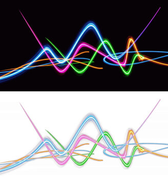 Abstract Neon Light Curves - Courbes lumineuses n&eacute;on abstraites - Abstrakte Neonlichtkurven - Curvas de luz de ne&oacute;n abstractas - Futuristic Cyber Energy Trails Digital Art Graphic Background Resource
