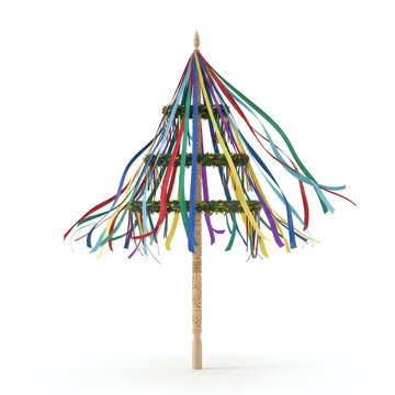 Colorful party streamer decoration isolated on white background