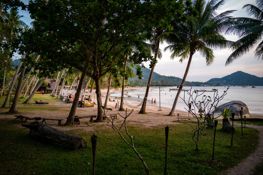 sunset over the beach on the island of Ko Tao in Thailand.