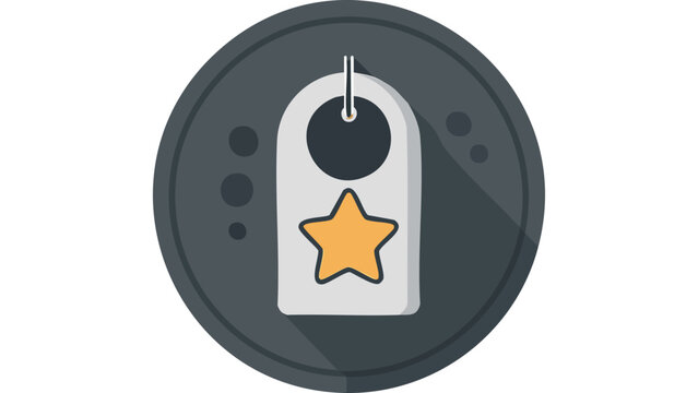 Control dial with star symbol icon representing rating or settings in simple flat graphic style vector