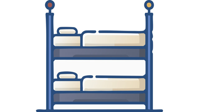 Three level bunk bed with ladder shown in simple furniture illustration representing sleeping arrangement vector