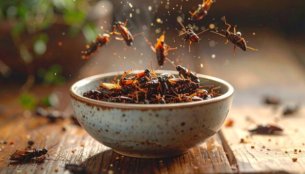 Chapulines - A Bowl of Traditional Mexican Grasshoppers.