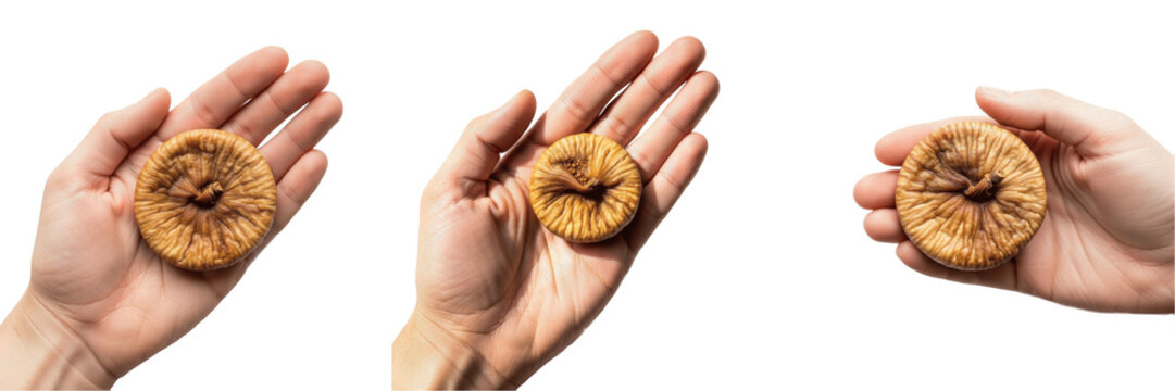 Hand holding fig halves Ficus carica cut fruit Higos por la mitad Demi figues Mediterranean pulp seeds organic healthy snack vitamin fiber farm fresh harvest produce nutrition stock image