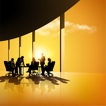 Teamwork. Business concept vector illustration in yellow tone
