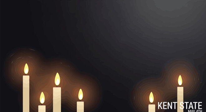 Glowing candles illuminate a dark, contemplative space, offering a peaceful ambiance perfect for reflection or memorial themes with ample room for text