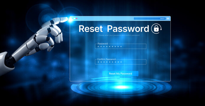 An AI assistant guides the user through a secure password reset process. This interface ensures the account recovery is safe and the new password meets security standards. Fermion