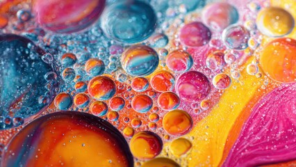 Naklejka premium Vibrant Oil Slick Bubble Macro