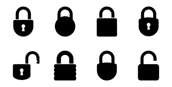 Set of padlock icons, vector illustration