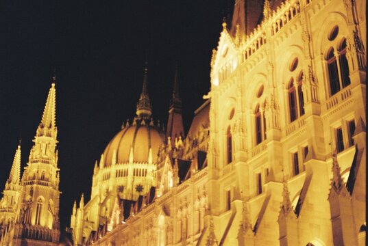 Hungarian Parliament at Night on 35mm Film