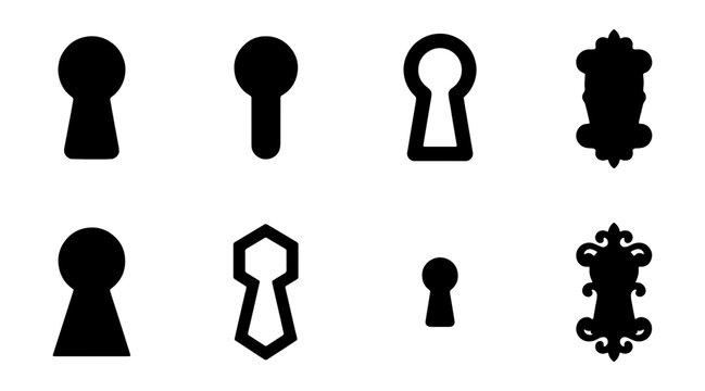 Set of various vintage keyhole silhouettes