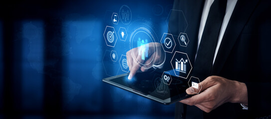 Fototapeta premium Business teamwork system showing digital communication and performance tracking. Teamwork improves collaboration, drives success, teamwork enhances planning, and teamwork supports productivity. Vouch