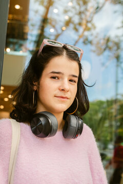 Headphones Teen Portrait Outside
