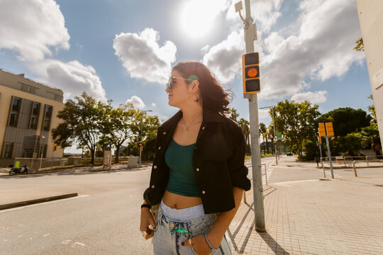 City Crosswalk Teenager Portrait