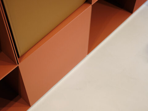 Detail of a modular sideboard furniture from above