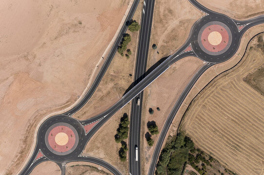 Aerial view of a roundabout