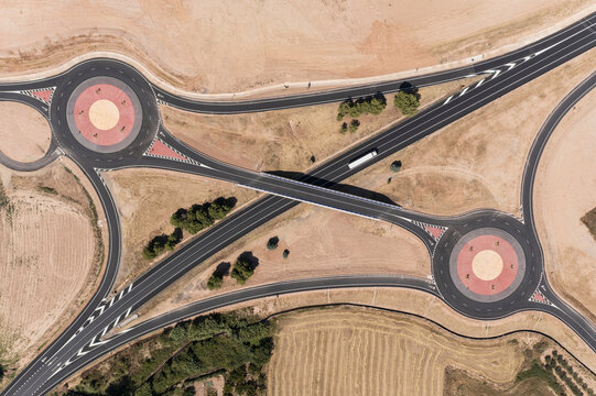 Aerial view of a roundabout